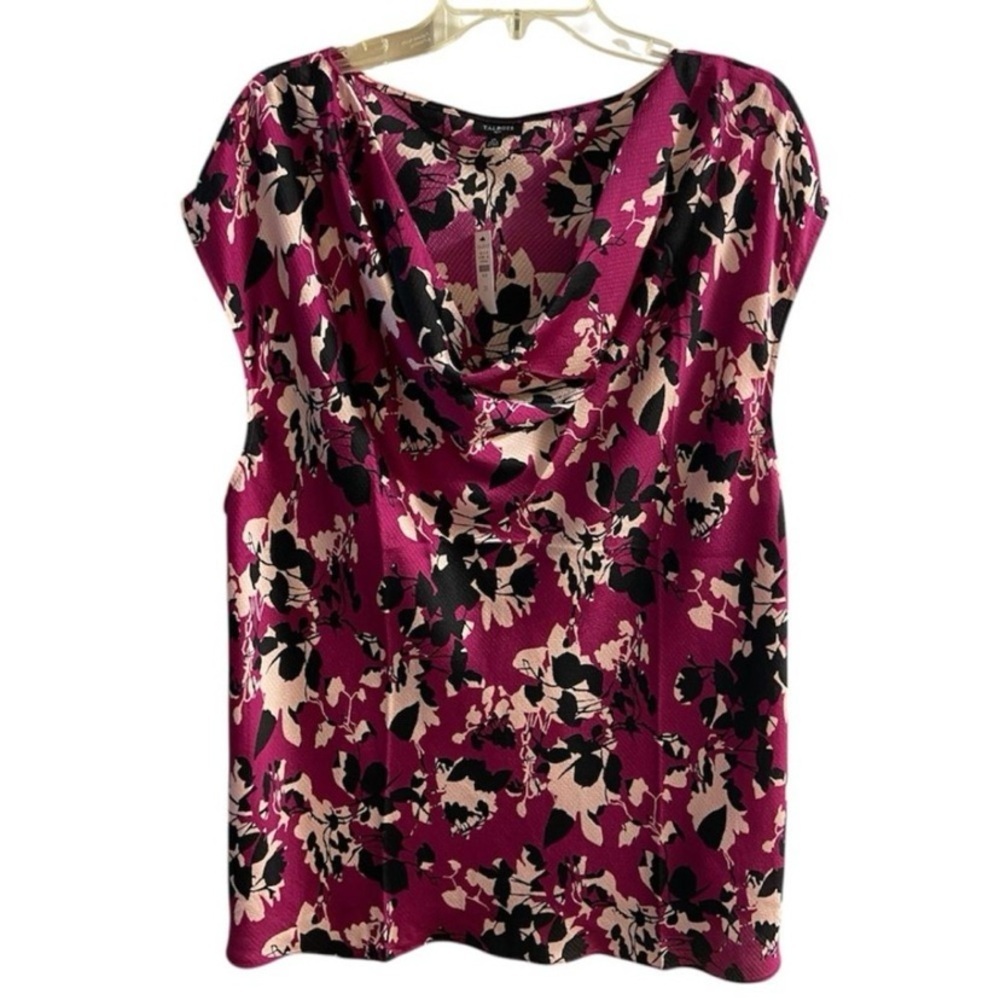 Talbots Floral Blouse Sleeveless Pink and Black 2X new